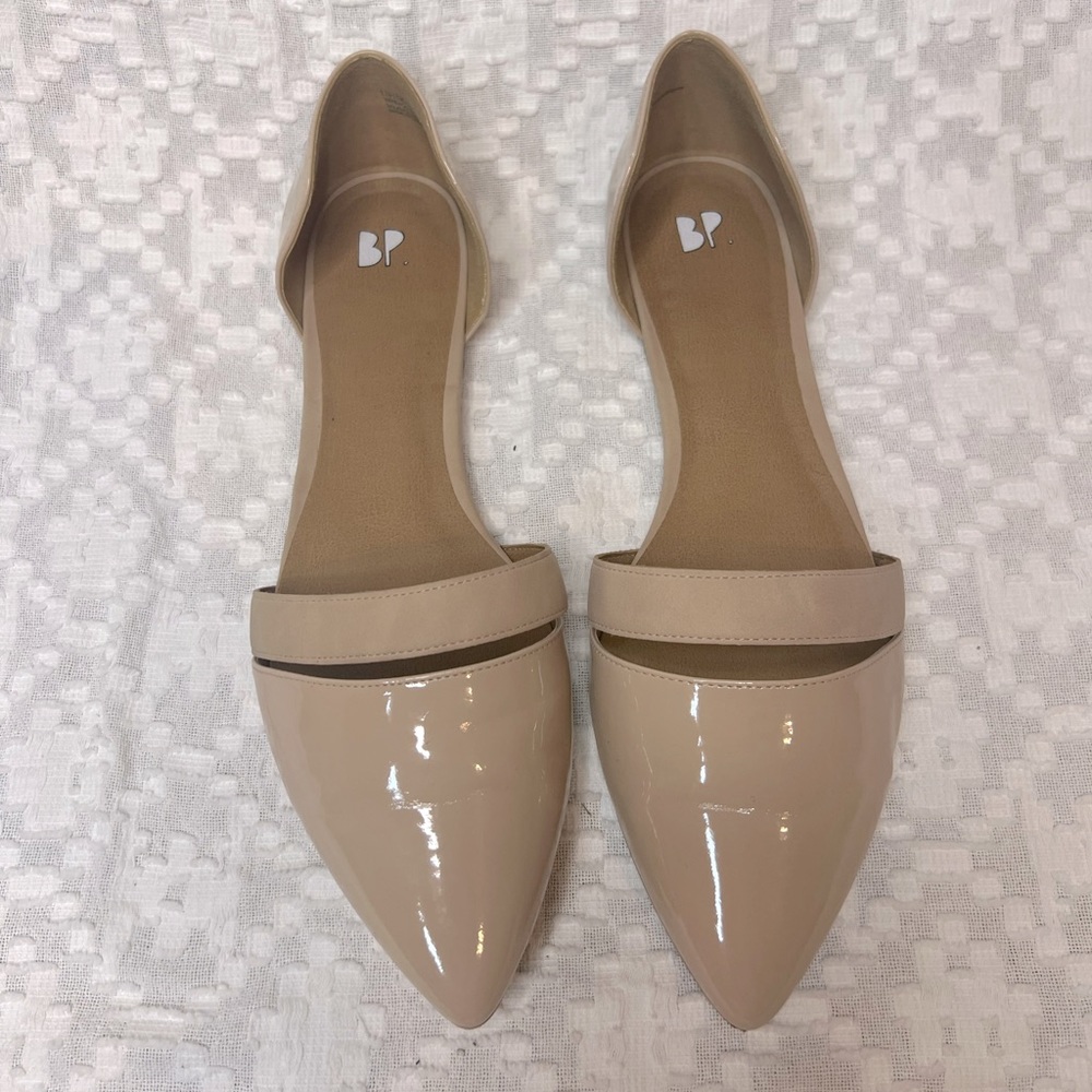 BP tan blush patent flats with cutouts